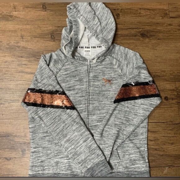 PINK VS HTF FLIP SEQUIN HOODIE/ BLING JOGGERS OUTFIT M - Picture 9 of 11